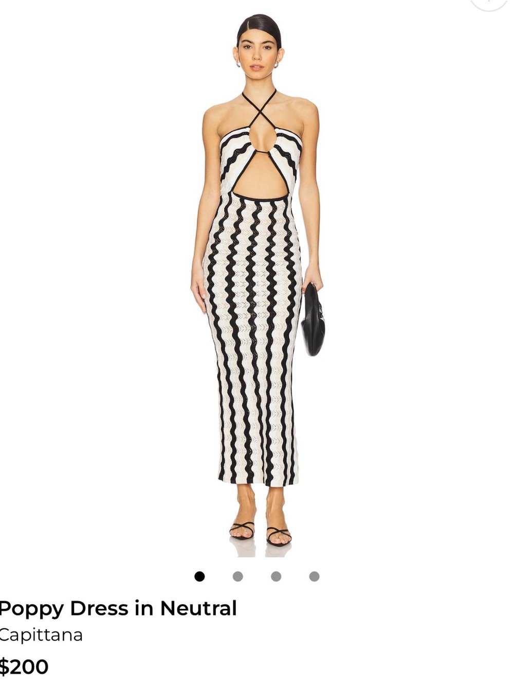 Capittana Poppy Cutout Midi Dress in Black & White